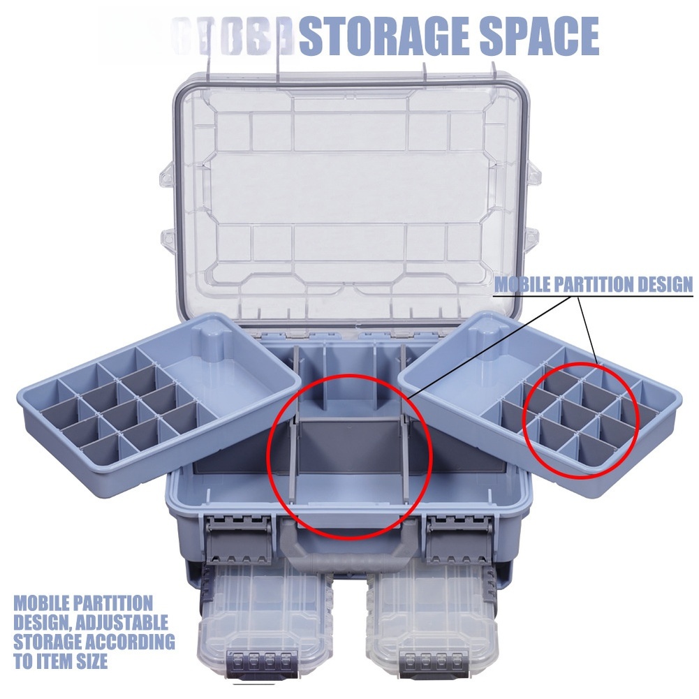 Fishing Equipment Storage - 1pc waterdichte dubbellaagse draagbare visgereidoos voor