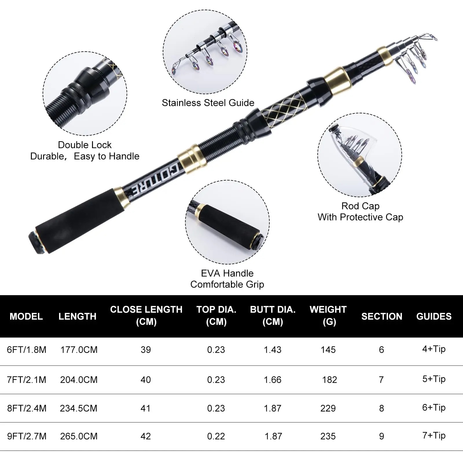 Goture Carbon Telescopische He - Fishing Equipment Online recensie en prijs