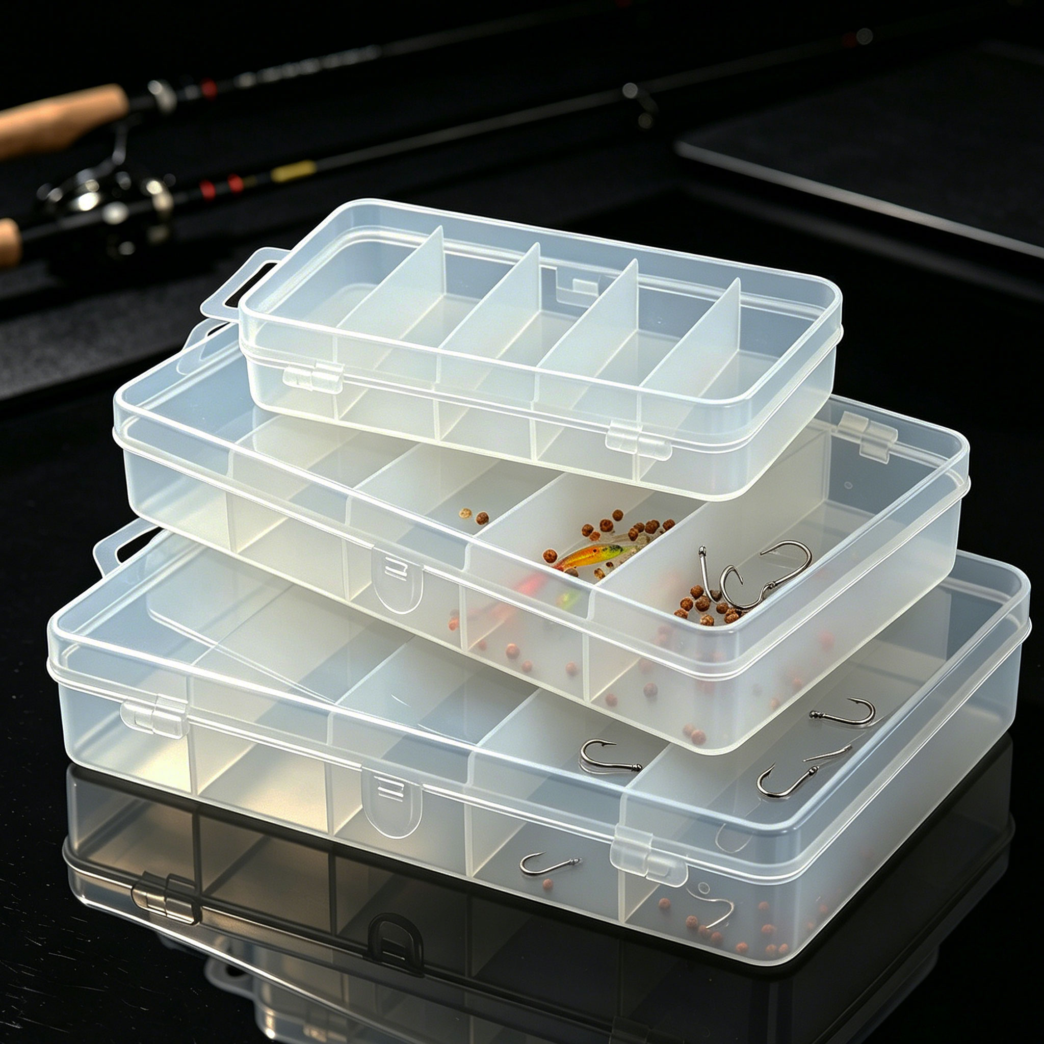 1/3 stuks 3 maten plastic visl - Fishing Equipment Storage recensie en prijs