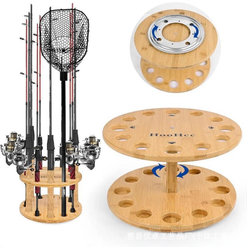 Ronde houten hengelsteun met d - Fishing Equipment Storage recensie en prijs